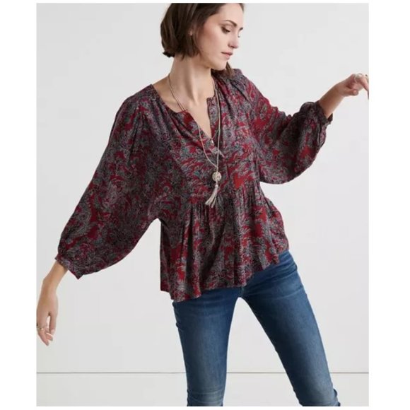 Lucky Brand Tops - NEW Lucky Brand Red Paisley Printed Peasant